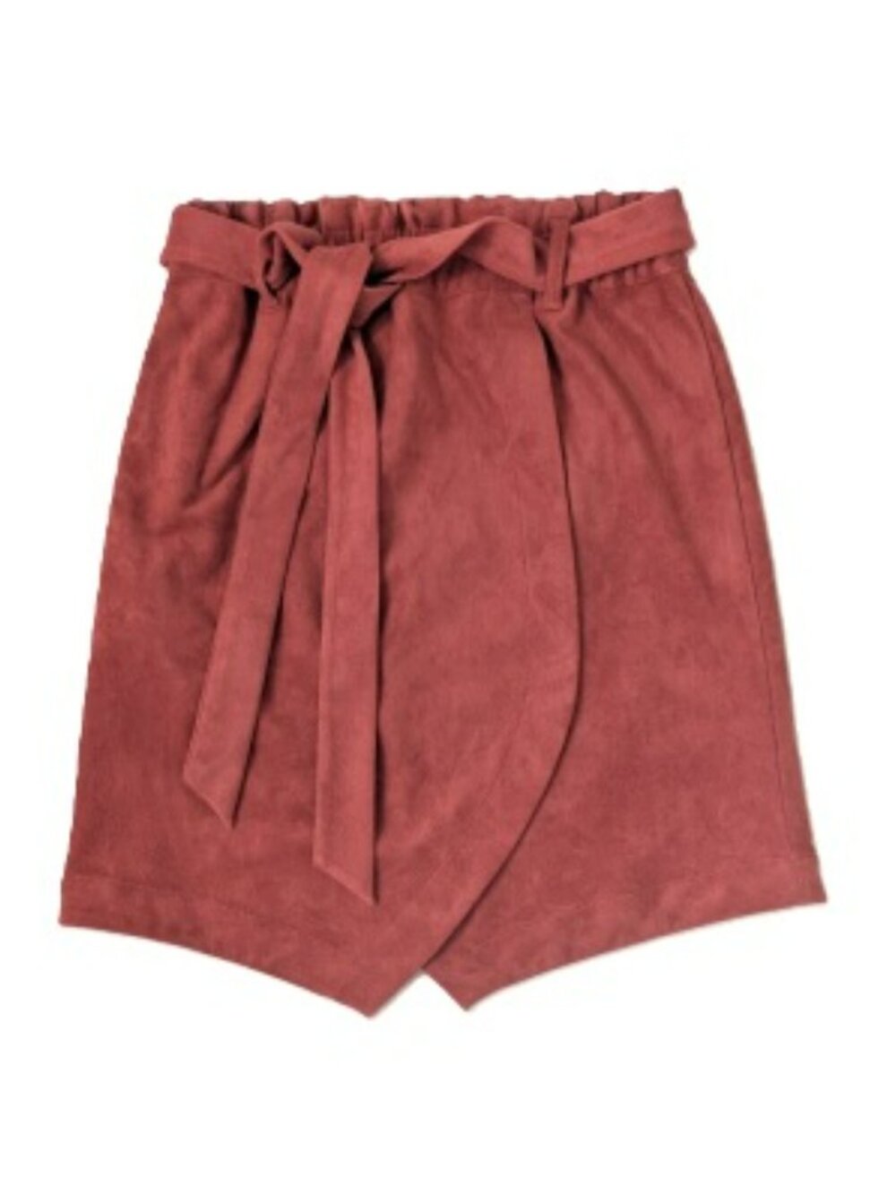 Anthropologie Smorky Red Faux Suede Belted Wrap Pull On Skirt Size XS For Women